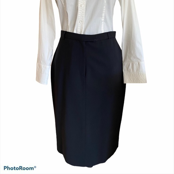 Lauren Ralph Lauren Black Wool Tailored Pencil Midi Skirt size 10 NWOT - Picture 1 of 11